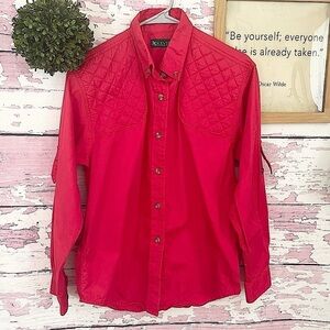 KEVINS PLANTATION COLLECTION Men’s Red Quilted Button Down Shirt Jacket medium